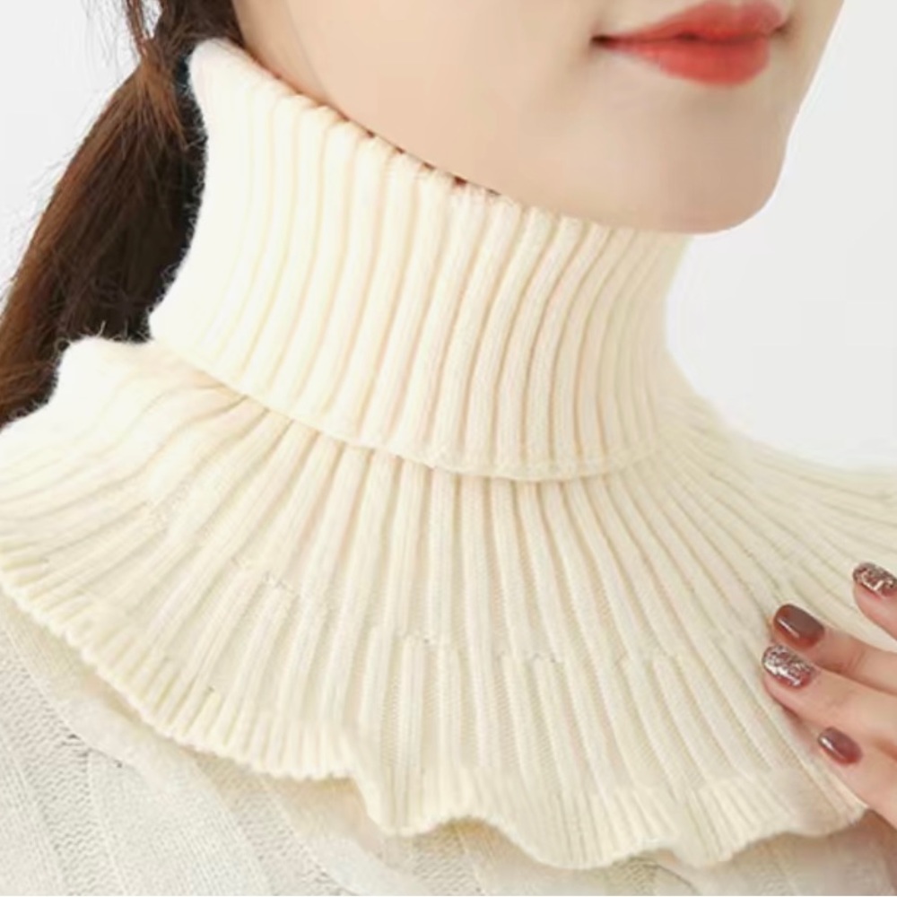Knitted scarf warm neck uni size color beige
